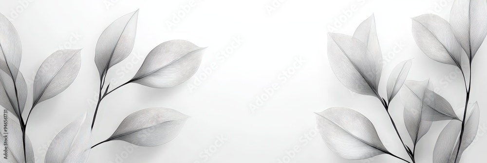 Aufkleber translucent leaves are arranged symmetrically on a bright white background, showcasing their intrica