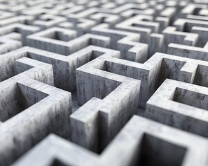 A maze with a single path leading to the exit, symbolizing strategy, 3D rendering