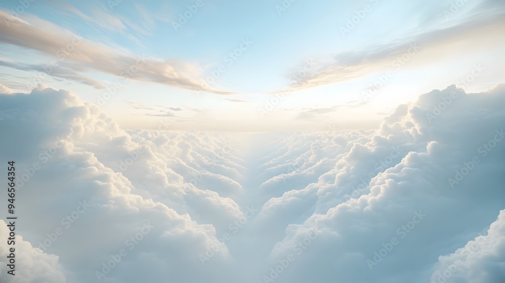 Poster conceptual image of clouds layered in the sky creating a three dimensional effect with various depth