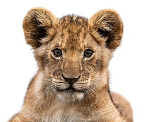 Obraz premium lion cub isolated white background