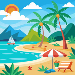  beach in summer and sun 