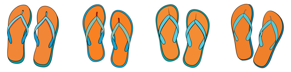 Flip flop icons set. Flip flop icon isolated on white background. Vector illustration