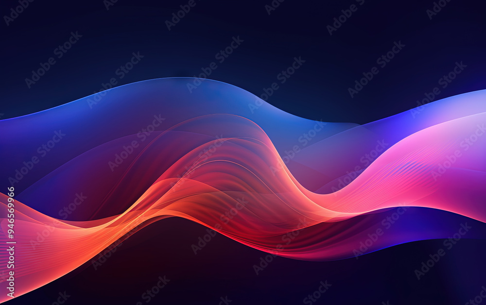 Poster Vibrant abstract blue and red waveform with fluid motion and colorful gradients.