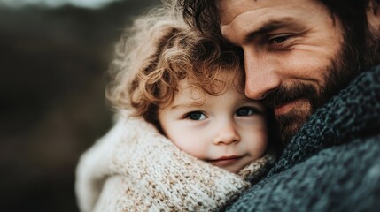 This image displays a tight hug between two people dressed in cozy wool sweaters, evoking a sense of warmth, care, and deep emotional connection.