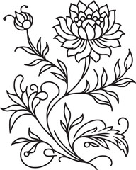 flower for drawing - This image shows two outlined flowers with leaves.

