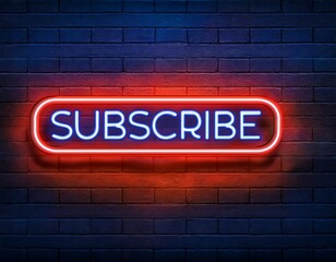 Fototapeta premium vector realistic isolated neon sign subscribe button logo decoration covering wall background concept social media seo