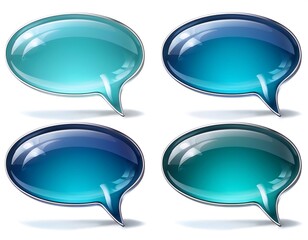 vector set realistic isolated glossy glass speech bubbles decoration covering white background