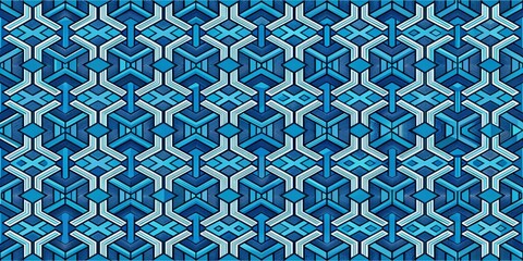 Fototapeta premium Blue and White Geometric Pattern, Abstract Art, Pattern, Design, Texture