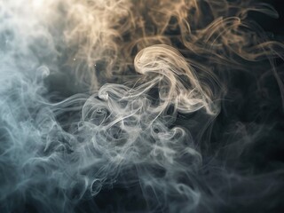 Abstract background with swirling smoke patterns on a dark background.