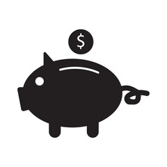 Piggy bank icon symbol shape. Cute piggy bank icon isolated on white background.