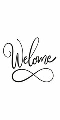  A simple yet elegant handwritten 'Welcome' sign, perfect for adding a touch of warmth and hospitality to your home, office, or event. This versatile design is ideal for invitations, greeting cards.