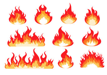 vector flame or fire illustration set.