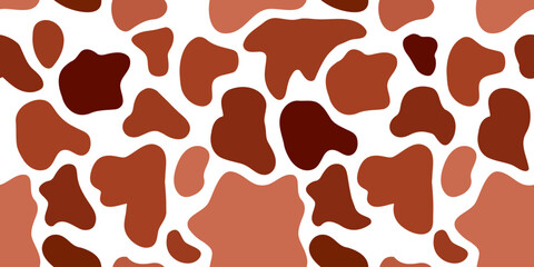 Brown cow skin seamless pattern spots. 