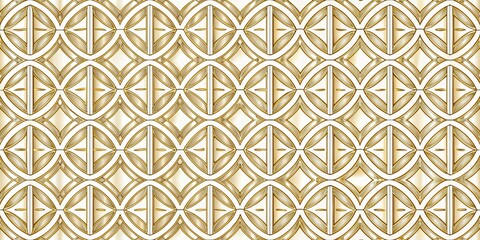 Geometric Golden Lattice, Seamless Pattern, Decorative Design, White Background, Art Deco, Pattern, Ornament