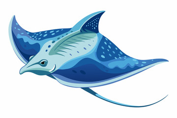 Stingray, watercolor clipart illustration with isolated background.

