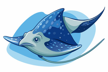 Stingray, watercolor clipart illustration with isolated background.
