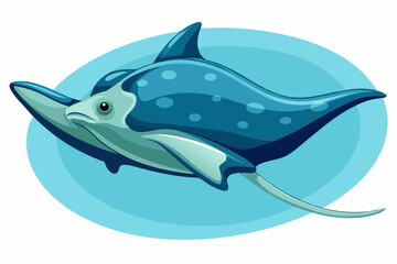 Stingray, watercolor clipart illustration with isolated background.
