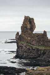 Rock formation on the coast in Iceland.