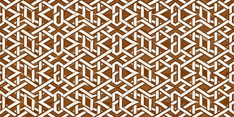 Interlocking Geometric Pattern in Brown and White, Abstract, Design, Geometric Pattern,