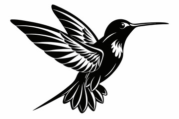  Hummingbird silhouette vector, Flying bird illustration