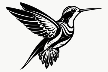  Hummingbird silhouette vector, Flying bird illustration