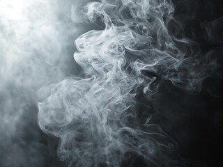Obraz premium Abstract white smoke rising from the dark background with a bright light source.