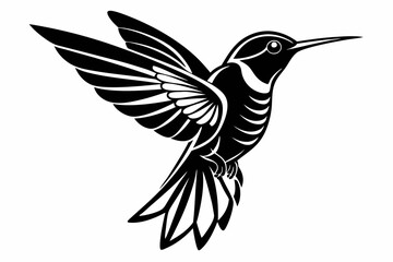 Hummingbird silhouette vector, Flying bird illustration