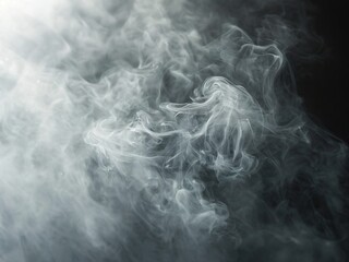 Abstract white smoke wisps against a black background.