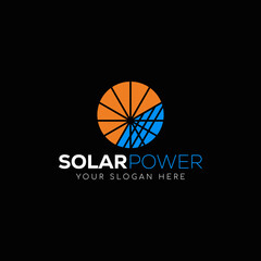 Renewable Electricity Business Logo, solar panel logo, sun energy