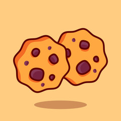 Fototapeta premium Chocolate Cookies Cartoon Icon vector Illustration, flat style
