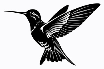 Hummingbird silhouette vector, Flying bird illustration