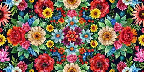 Vibrant Watercolor Floral Mandala, Digital Art, Floral Design, Seamless Pattern, Flower Art ,mandala, floral