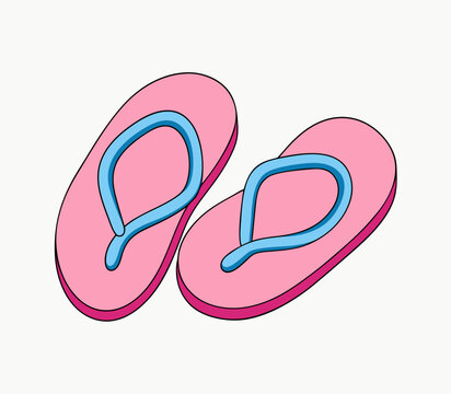 pink flip-flops with blue straps clip art preview