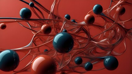 Abstract 3d shape against red background