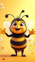 A friendly cartoon bee sporting a big smile