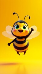 A friendly cartoon bee sporting a big smile