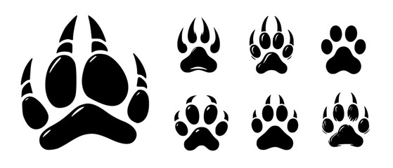 animal footprint or paw print (eps) isolated on white background. warning sign for wilderness or predator animals like tiger, lion, bear, wolf etc. © Md Abidur Rahman