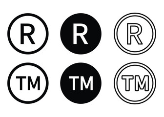 Registered line icon set. R register symbol. Trademark Icon Set. Symbols for Registered and Copyrighted Items. eps 10.