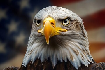 Obraz premium image of eagle against the American flag while celebrating Independence Day