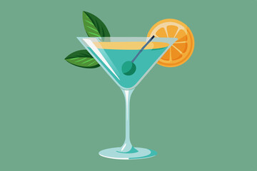 Martini, watercolor clipart illustration with isolated background.
