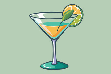Martini, watercolor clipart illustration with isolated background.
