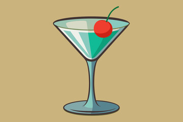 Martini, watercolor clipart illustration with isolated background.
