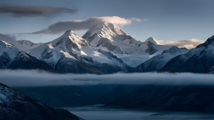 Sunrise in the Southern Alps in New Zealand