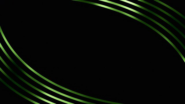 Green curved lines on a sleek black background with the MicrostockPlus logo overlayed in the foreground. Minimalist and modern design. High quality 4k footage