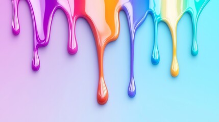 3D illustration of dripping paint in a spectrum of bright colors, minimalist background, design, high resolution, with ample copy space for text