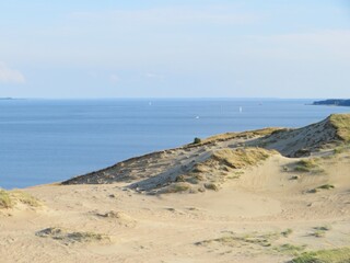 sand dunes in curonian spit, overlooking the lagoon, Lithuania