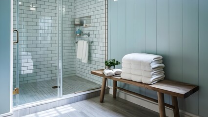 Calming bathroom scene with walk-in shower 