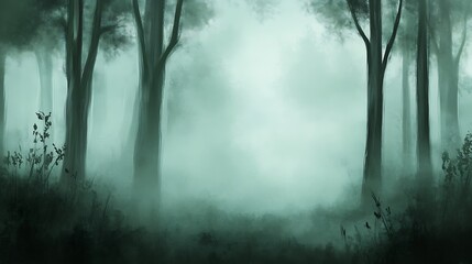 A soft, blurred forest background with a large, clear area for text