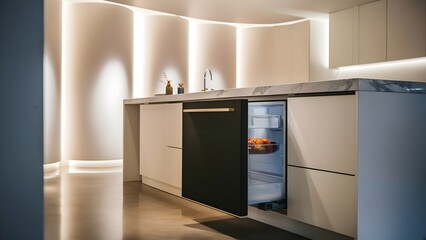 Kitchen minimalist refrigerator drawer