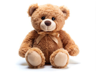 Obraz premium cute brown teddy bear with a small bow, isolated on a white background
